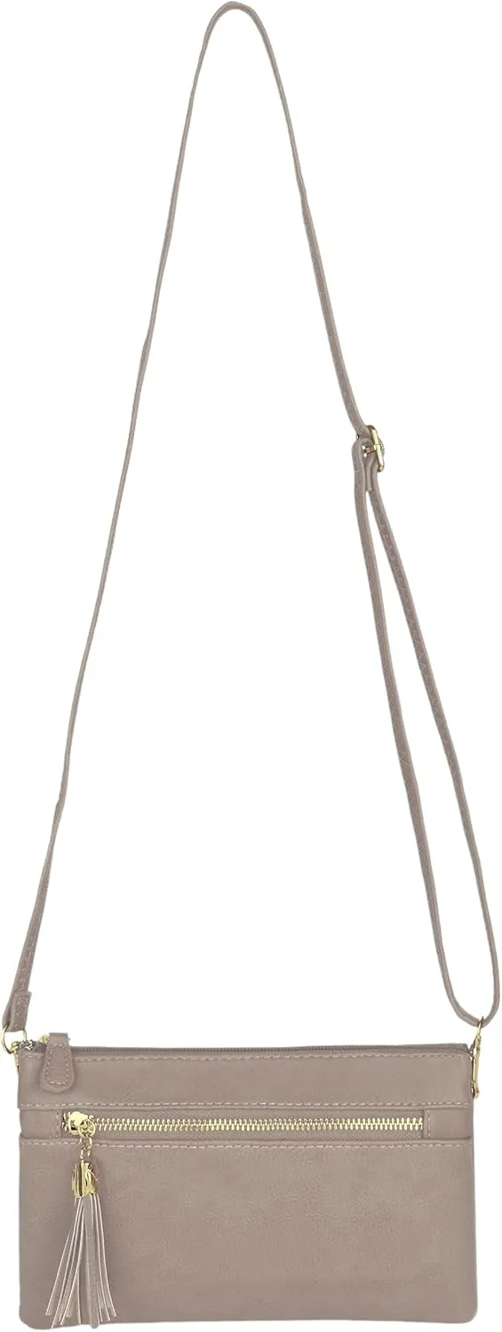 Solene Women's Lightweight Multi Compartment Wristlet Clutch Wallet Crossbody Bag