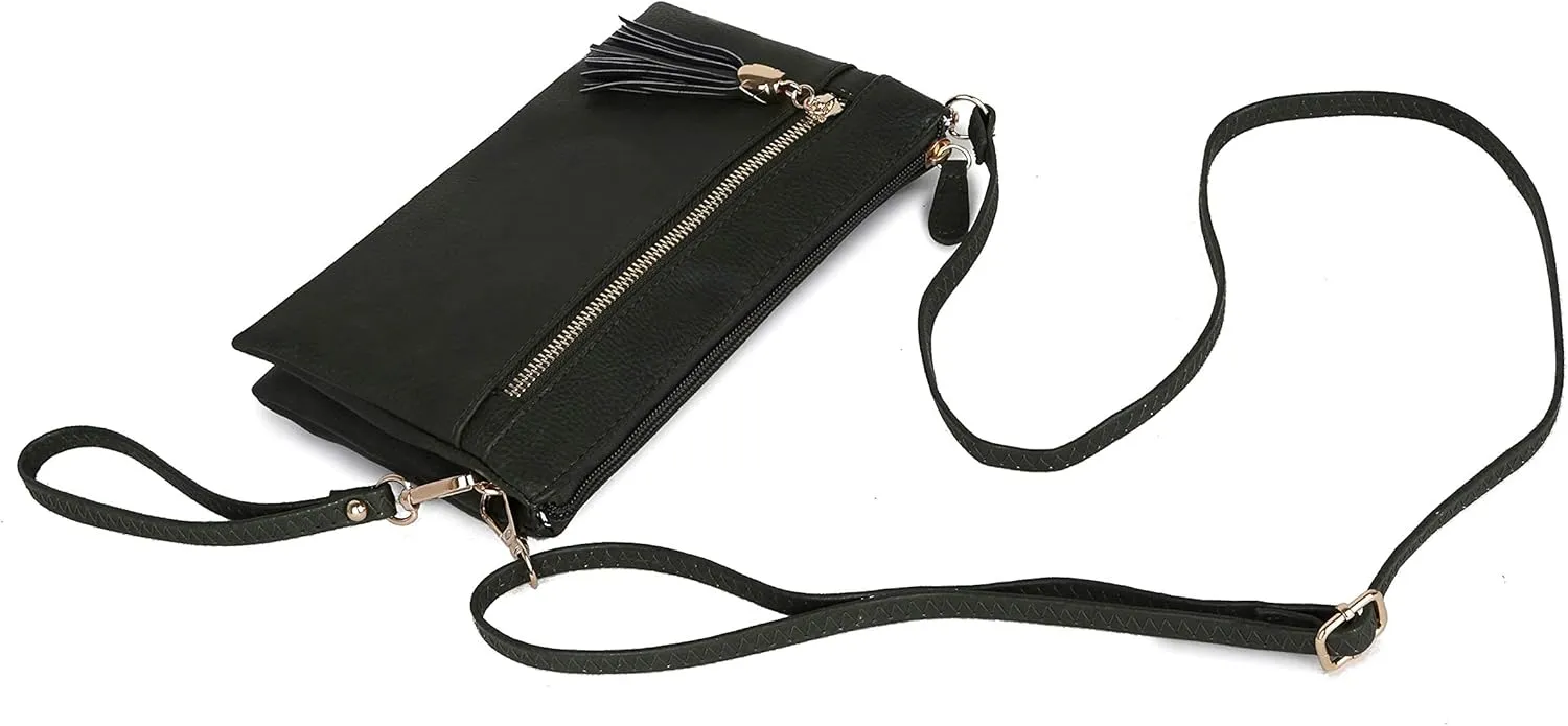 Solene Women's Lightweight Multi Compartment Wristlet Clutch Wallet Crossbody Bag