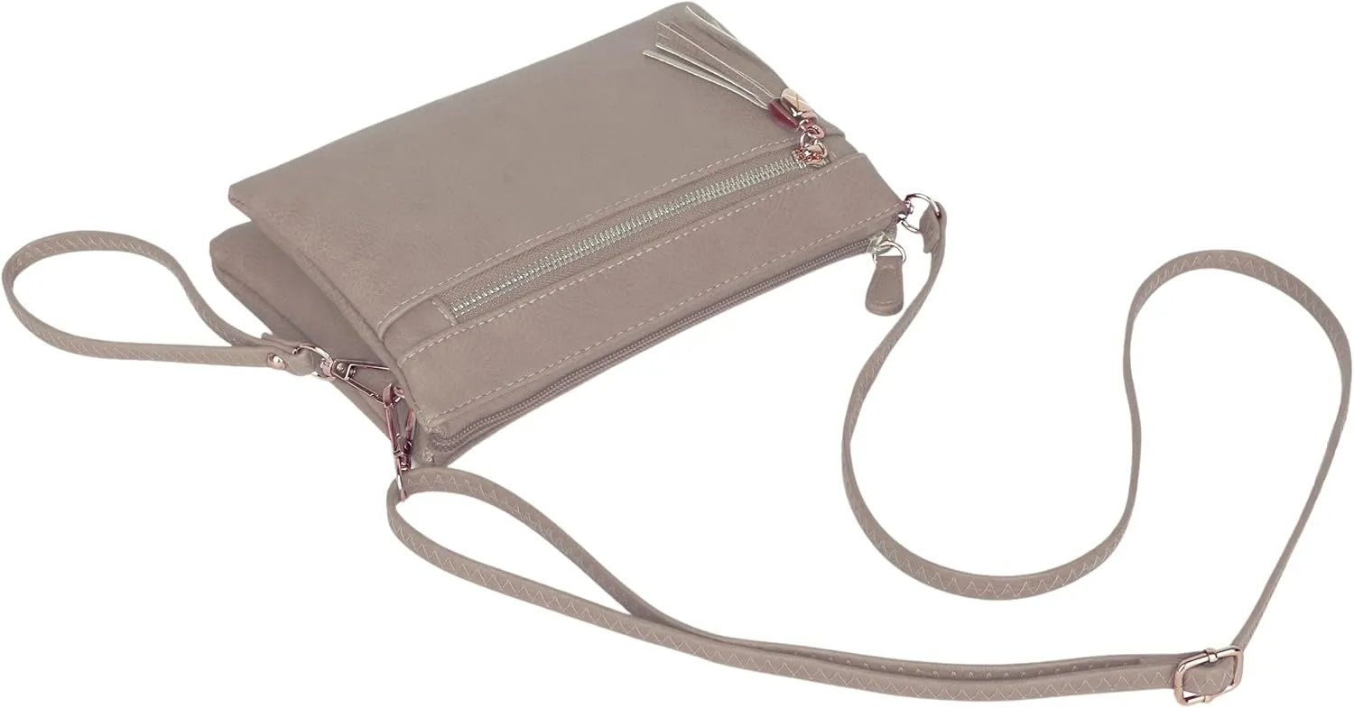 Solene Women's Lightweight Multi Compartment Wristlet Clutch Wallet Crossbody Bag