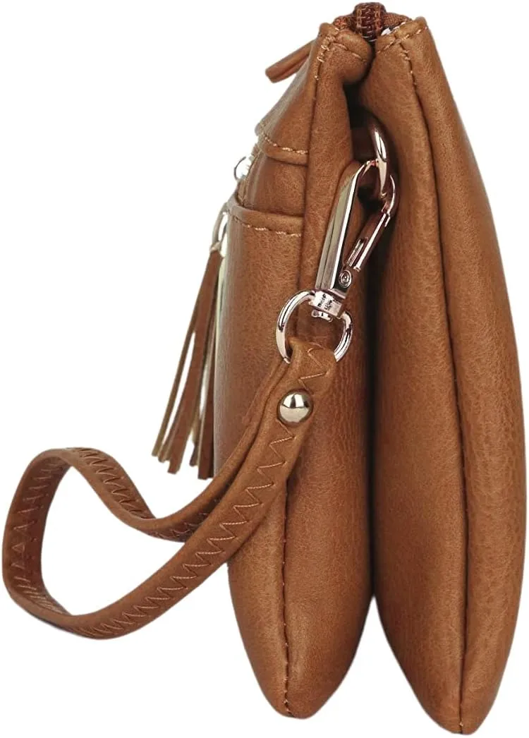 Solene Women's Lightweight Multi Compartment Wristlet Clutch Wallet Crossbody Bag