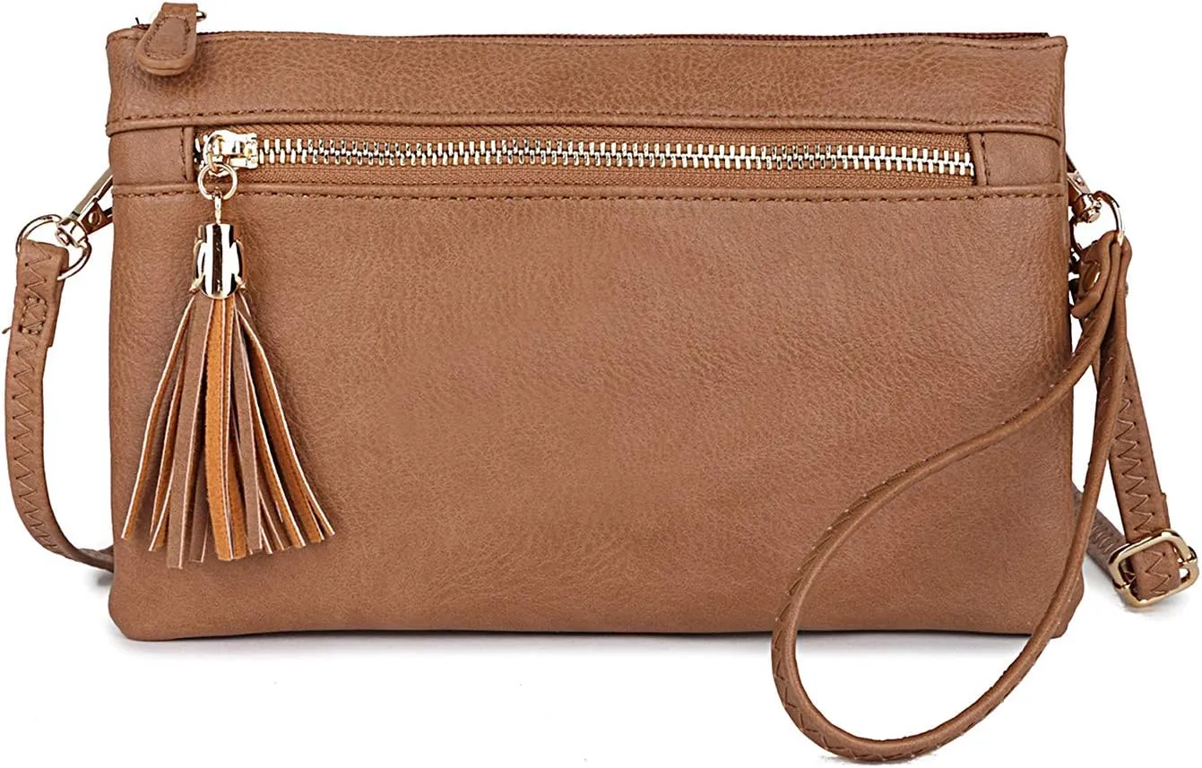 Solene Women's Lightweight Multi Compartment Wristlet Clutch Wallet Crossbody Bag