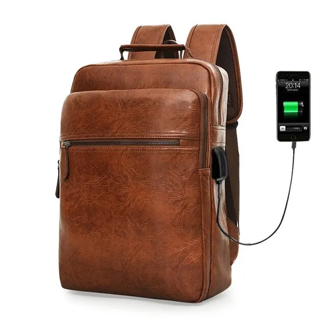 Solid Color Business Backpack With Usb Port