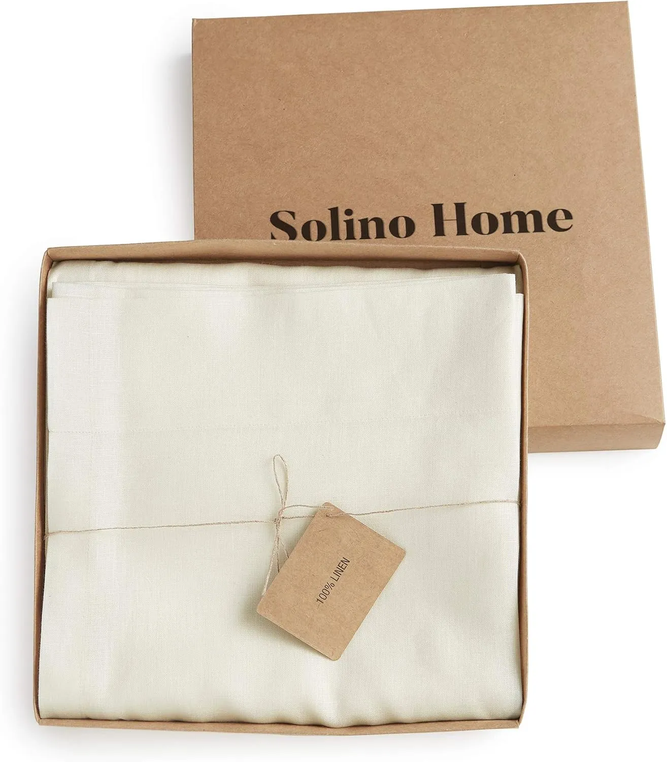 Solino Home Ivory Linen Curtain 120 Inches Long, Light Filtering Rod Pocket Curtain 52 x 120 Inch, 100% Pure Linen European Flax Window Treatment for Living Room, Bedroom