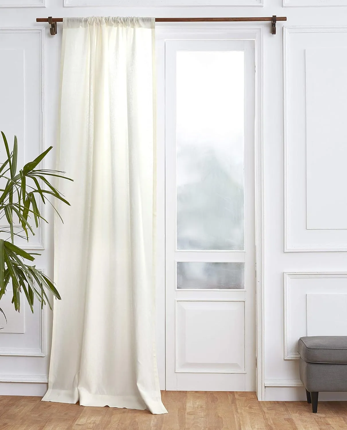 Solino Home Ivory Linen Curtain 120 Inches Long, Light Filtering Rod Pocket Curtain 52 x 120 Inch, 100% Pure Linen European Flax Window Treatment for Living Room, Bedroom
