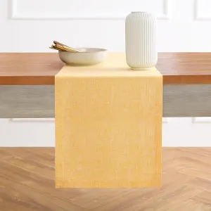 Solino Home Small Table Runner 48 Inches - Athena, 100% Pure Linen Chambray Mustard Yellow Table Runner 14 x 48 Inch Ideal for Dresser and Coffee Tables - Summer