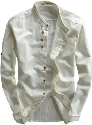 Soulona Men's Katana Japan Style Shirt, Premium Linen & Cotton Blend, V-Neck, Long Sleeve, S-5XL, Grey