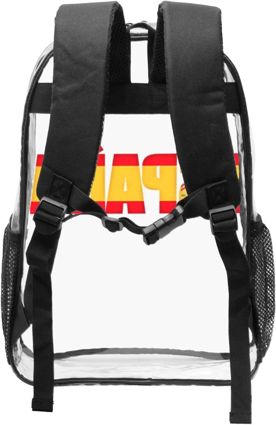 Spain Spanish Espana Flag 16 Inch Clear PVC Backpacks Transparent Backpack Multipurpose Double Shoulder Bag for Men Women Gifts