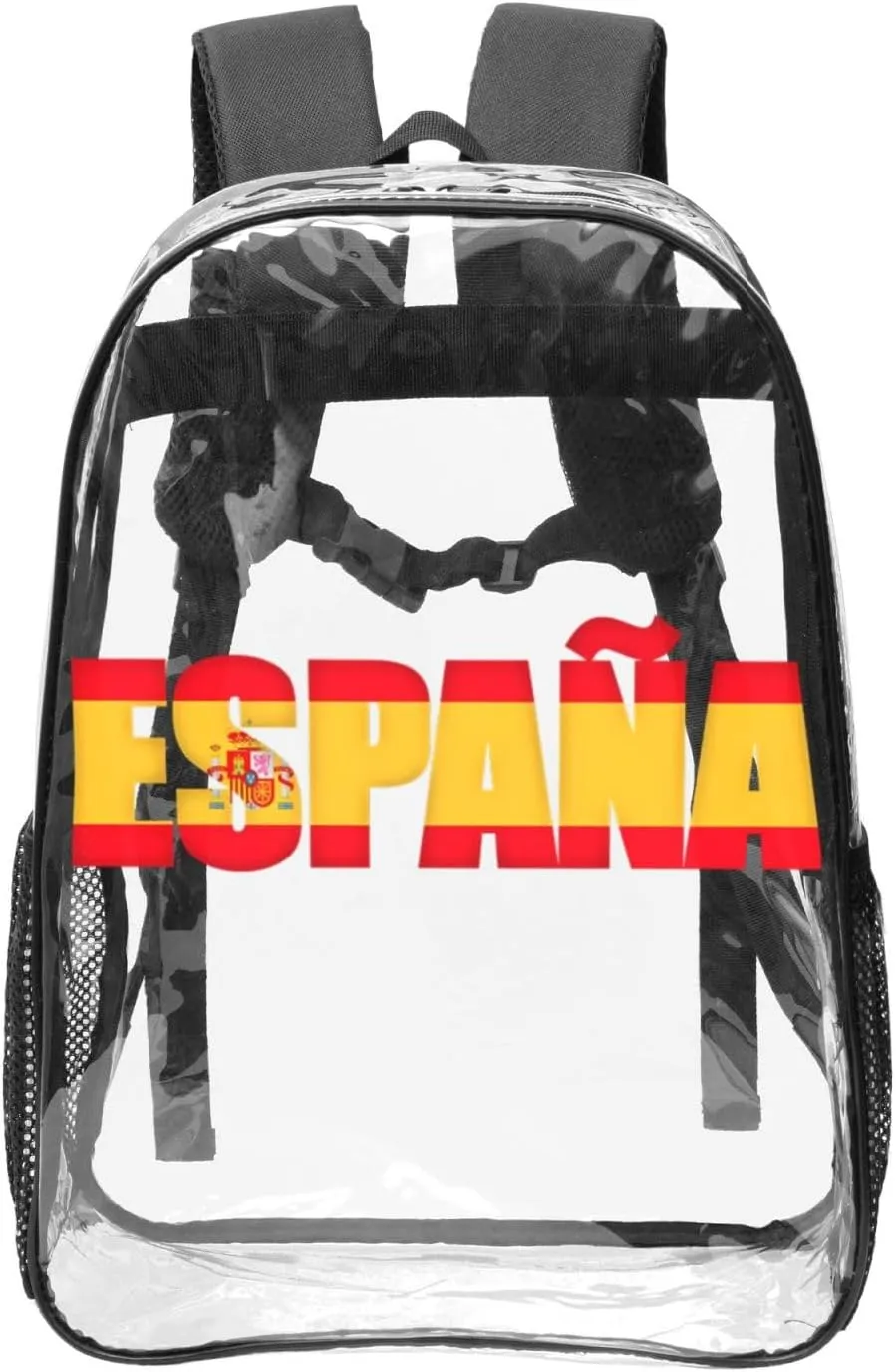 Spain Spanish Espana Flag 16 Inch Clear PVC Backpacks Transparent Backpack Multipurpose Double Shoulder Bag for Men Women Gifts