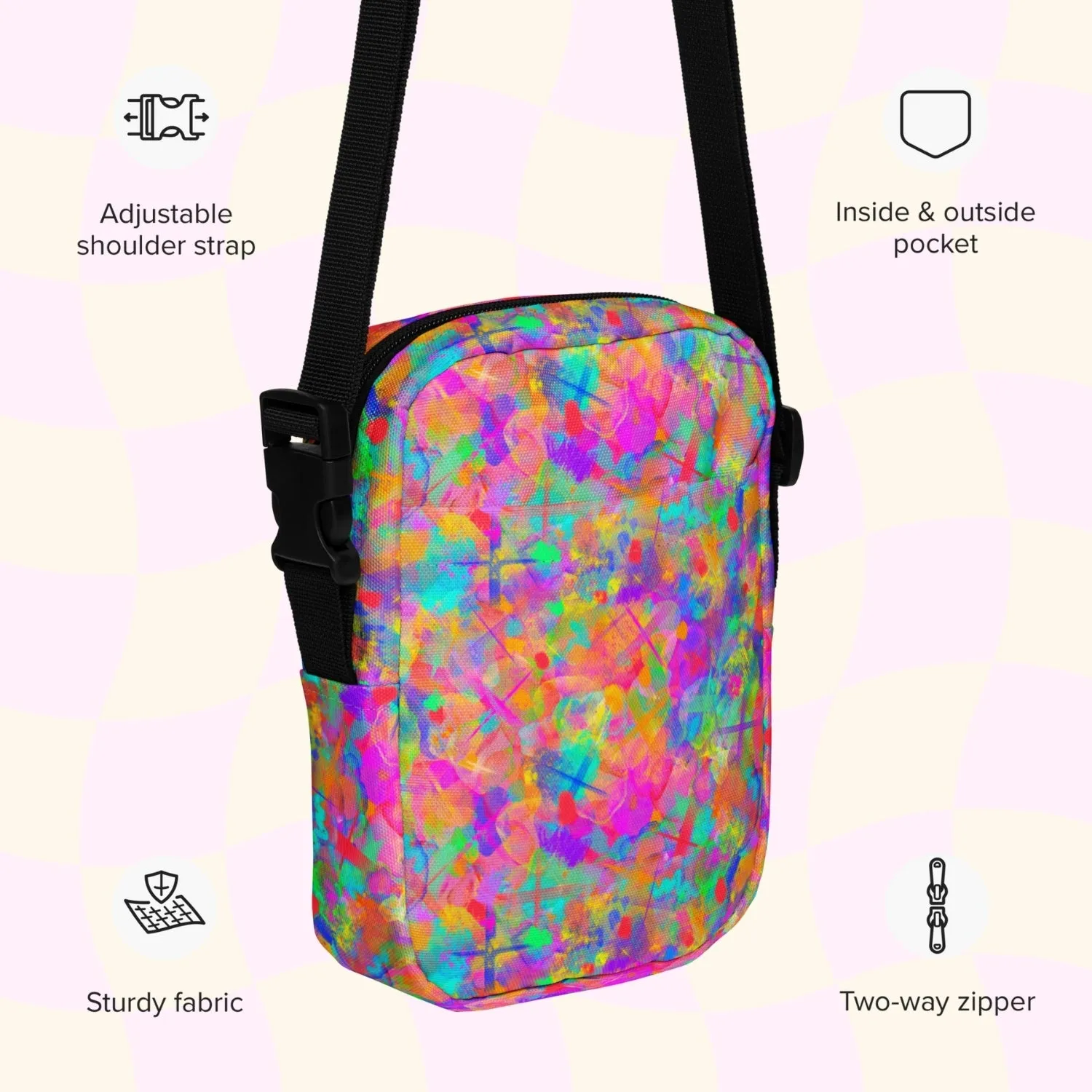 Splotches and Crosses Mini Crossbody Bag