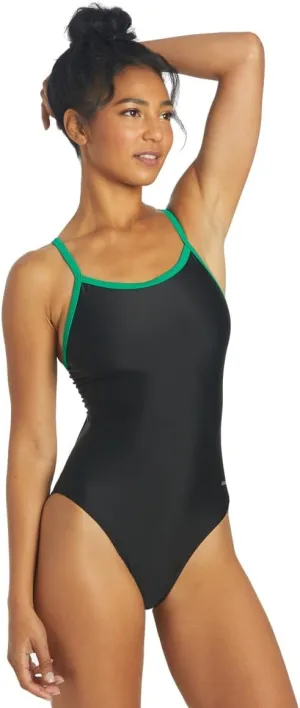 Sporti Thin Strap Athletic One Piece Swimsuit for Women - Solid Bathing Swimsuits for Competiton - Multi Color Selection