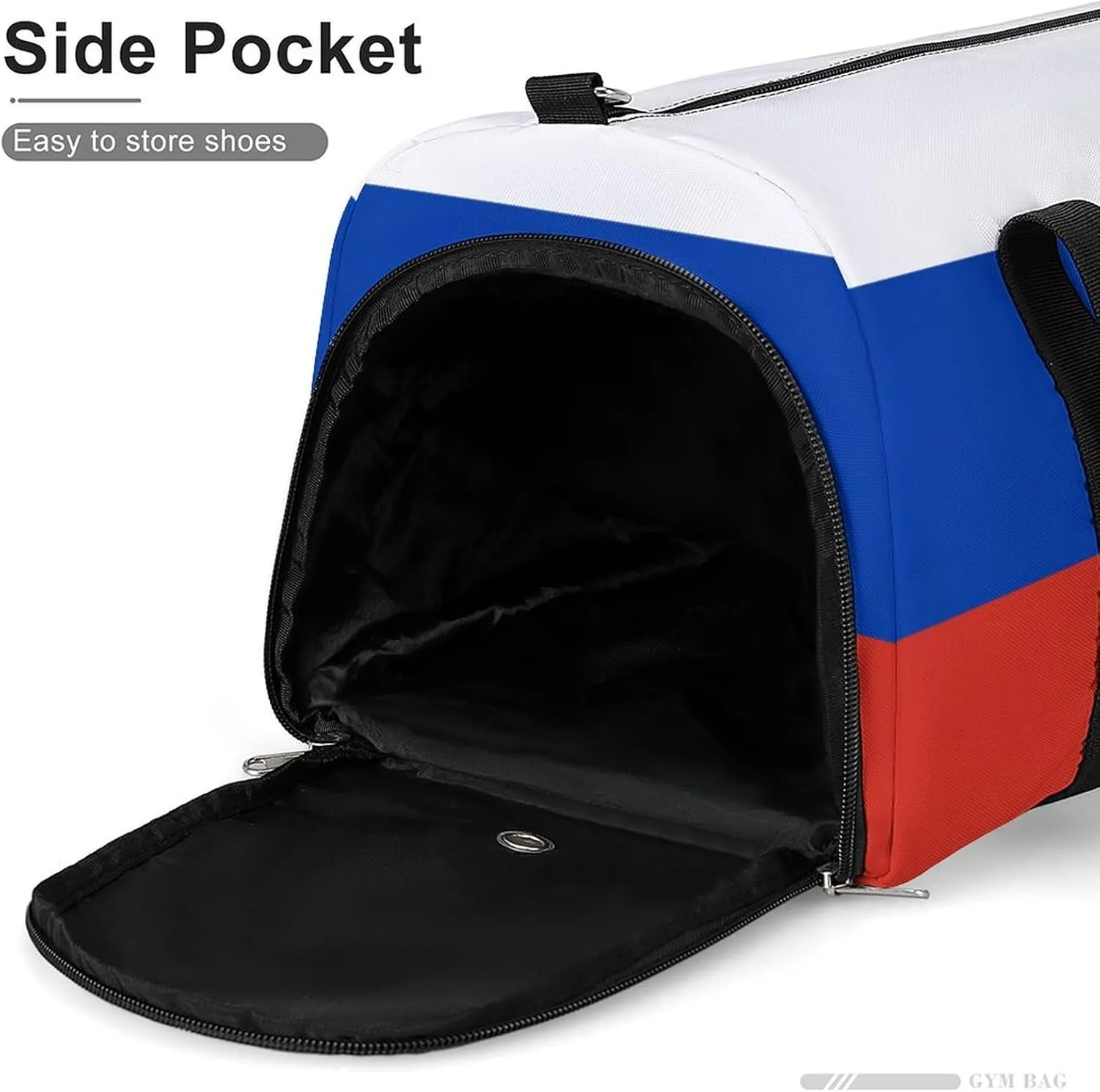 Sports Duffel Bag with Russia Flag for Men Women Shoe Compartment Weekender