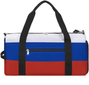 Sports Duffel Bag with Russia Flag for Men Women Shoe Compartment Weekender