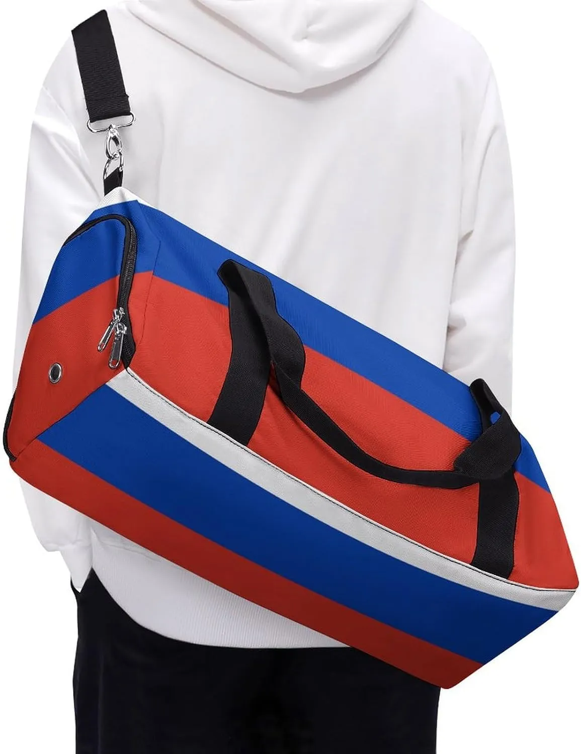 Sports Duffel Bag with Russia Flag for Men Women Shoe Compartment Weekender