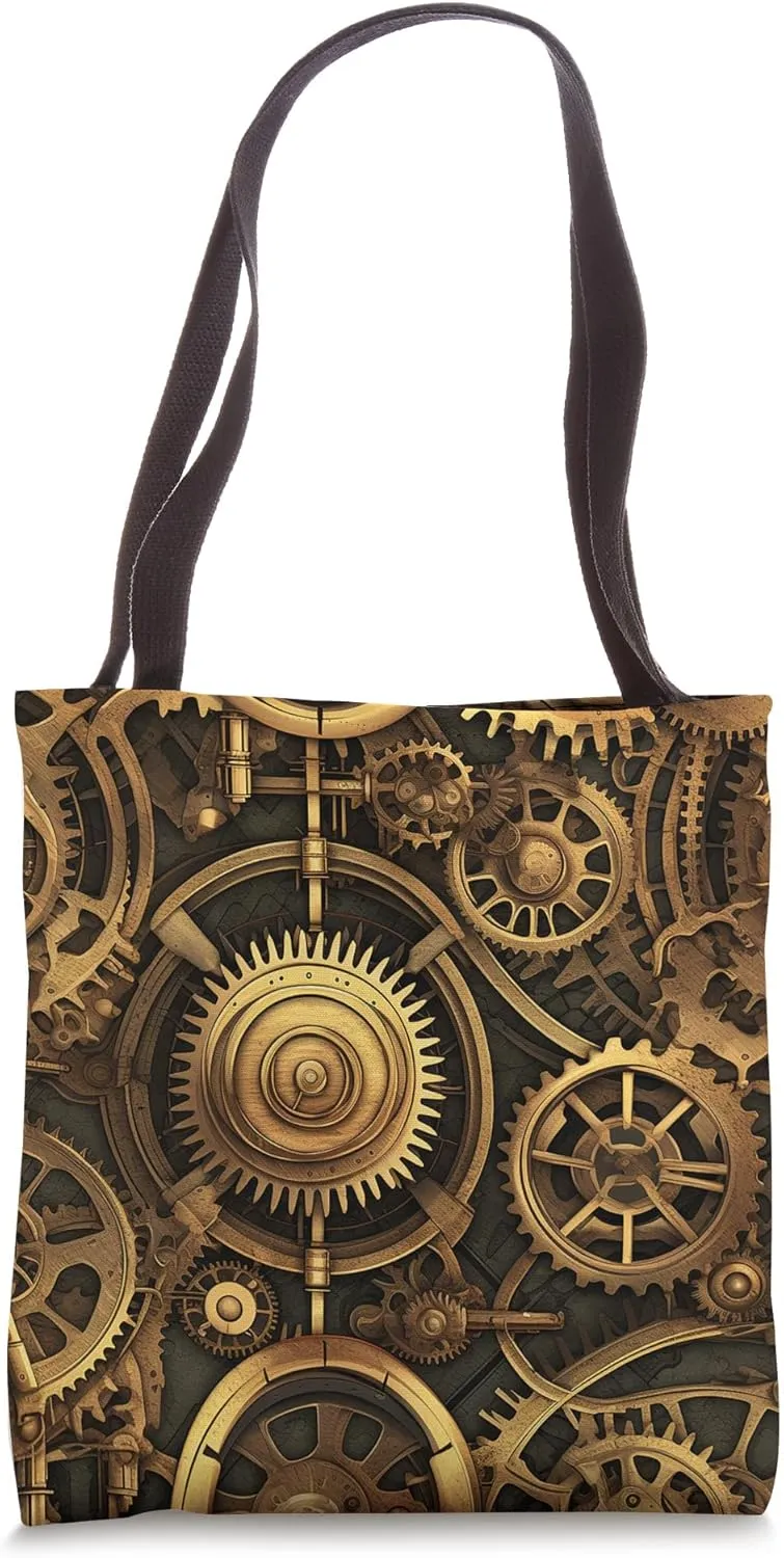 Steampunk Vintage Clock Mechanism Tote Bag