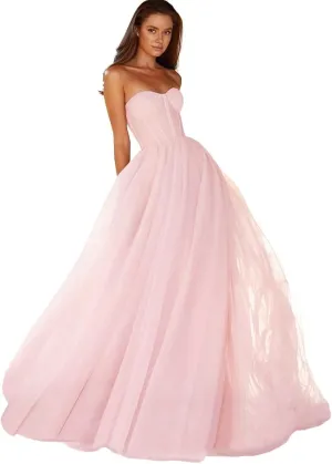 Strapless Tulle Prom Dress Sweetheart Ball Gowns for Women Formal Evening Party Dress