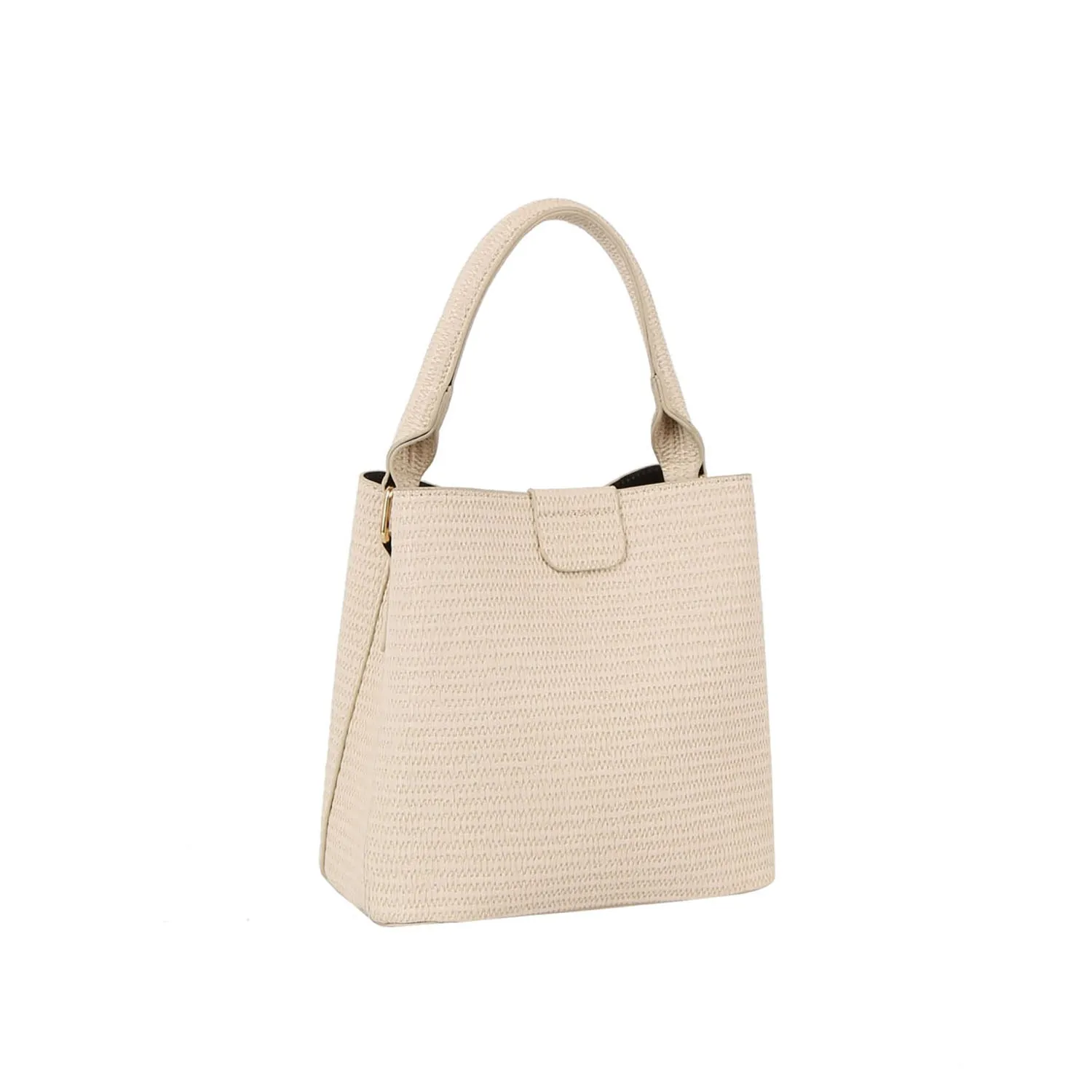 Straw textured multi-compartment satchel crossbody