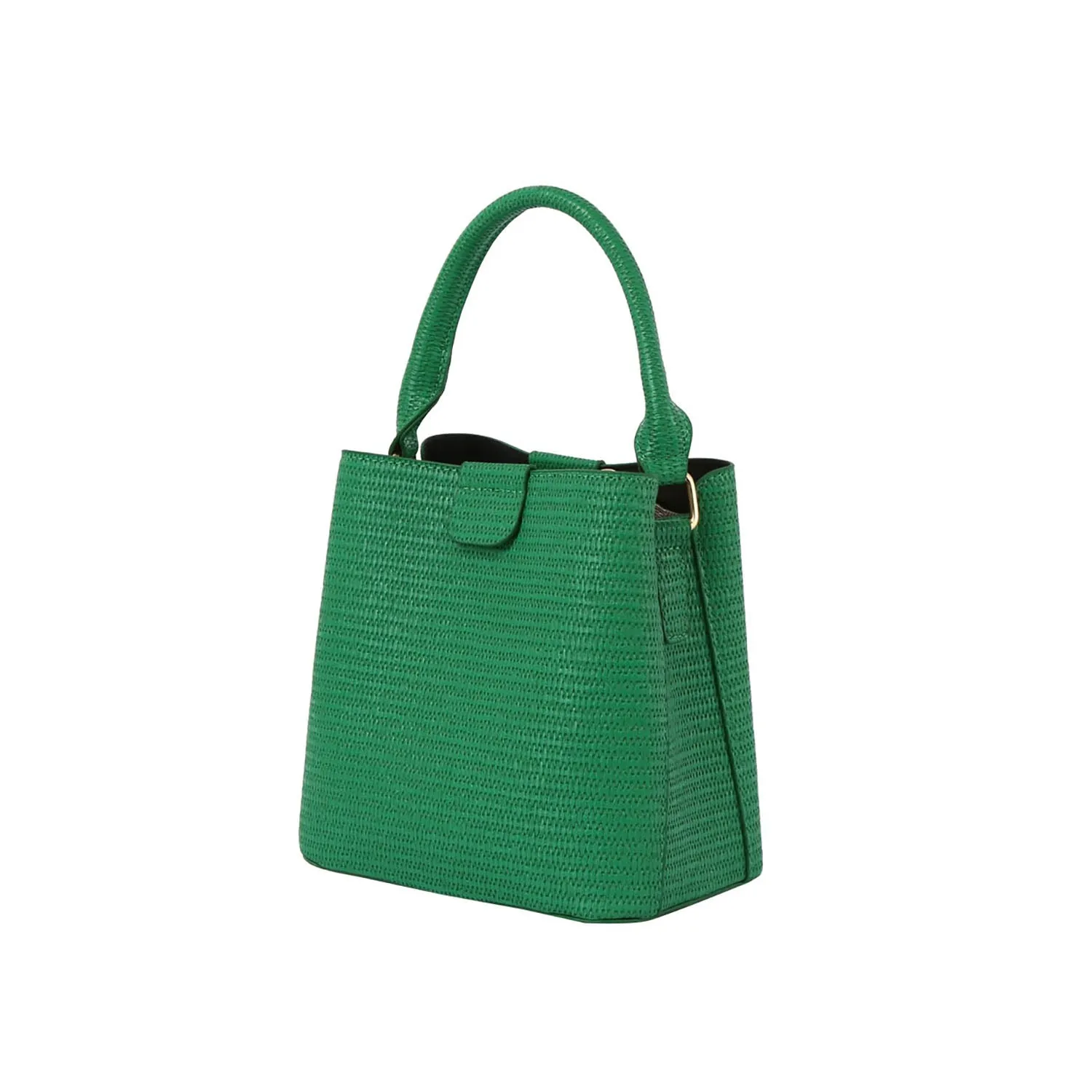 Straw textured multi-compartment satchel crossbody