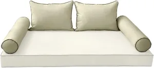 Style4 - AD005 Twin Contrast Pipe Trim Bolster & Back Pillow Cushion Slip Cover ONLY