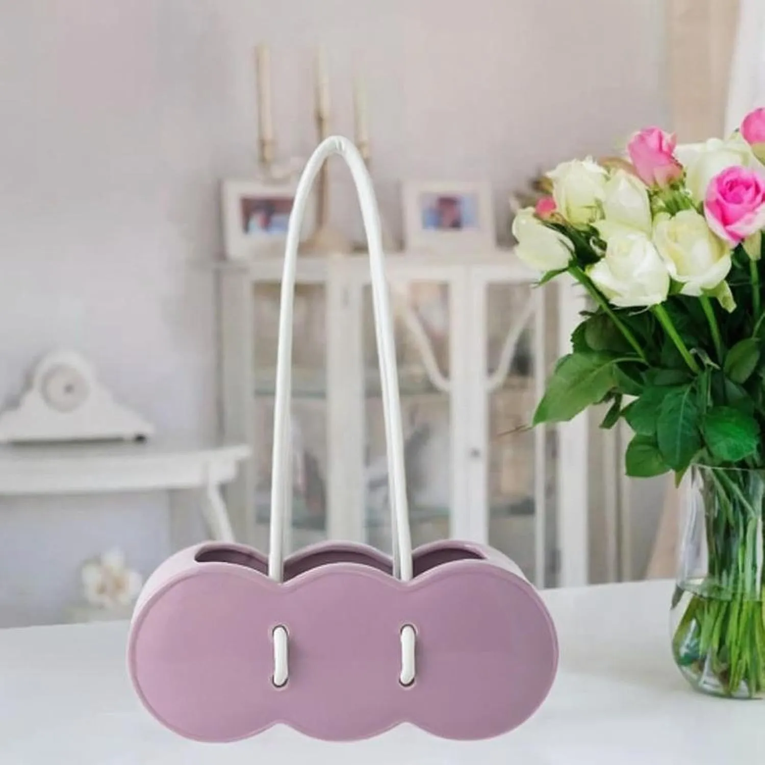 Stylish Ceramic Handbag Vase for Modern Home Decor, Violet