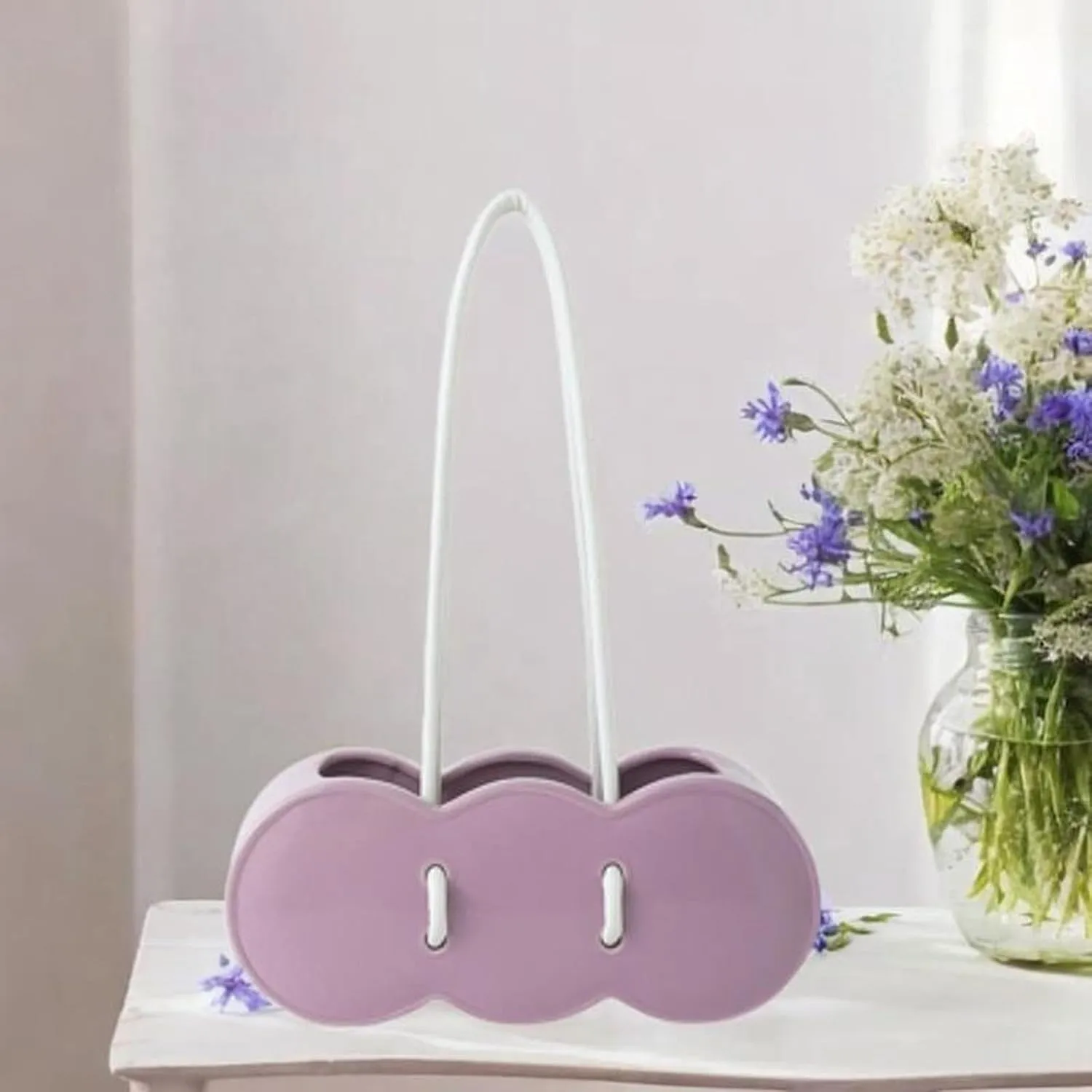 Stylish Ceramic Handbag Vase for Modern Home Decor, Violet