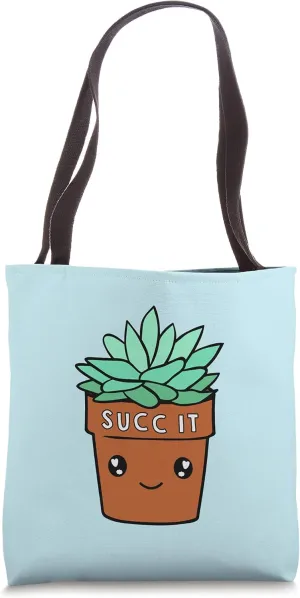 Succ It - Cute Succulent Plant Lovers Pun Gardening Theme Tote Bag