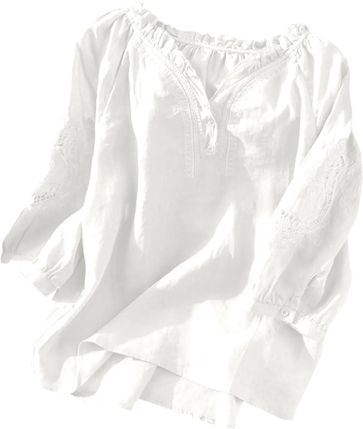 Summer Tops for Women 2025 Retro Embroidered 3/4 Sleeve Boho Tops Cotton Linen Hawaiian Shirts Cruise Outfits 2025