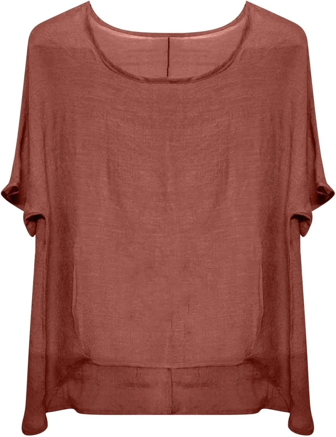 Summer Tops for Women 2025, Short Sleeve Crewneck Linen Cotton Shirts Plus Size Gauze Casual Comfy Blouses
