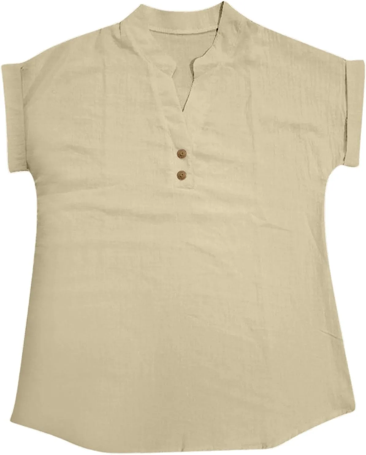 Summer Tops for Women 2025 Trendy Short Sleeve Cotton Linen Shirt Beach Casual Loose Button V Neck Tunic Blouses
