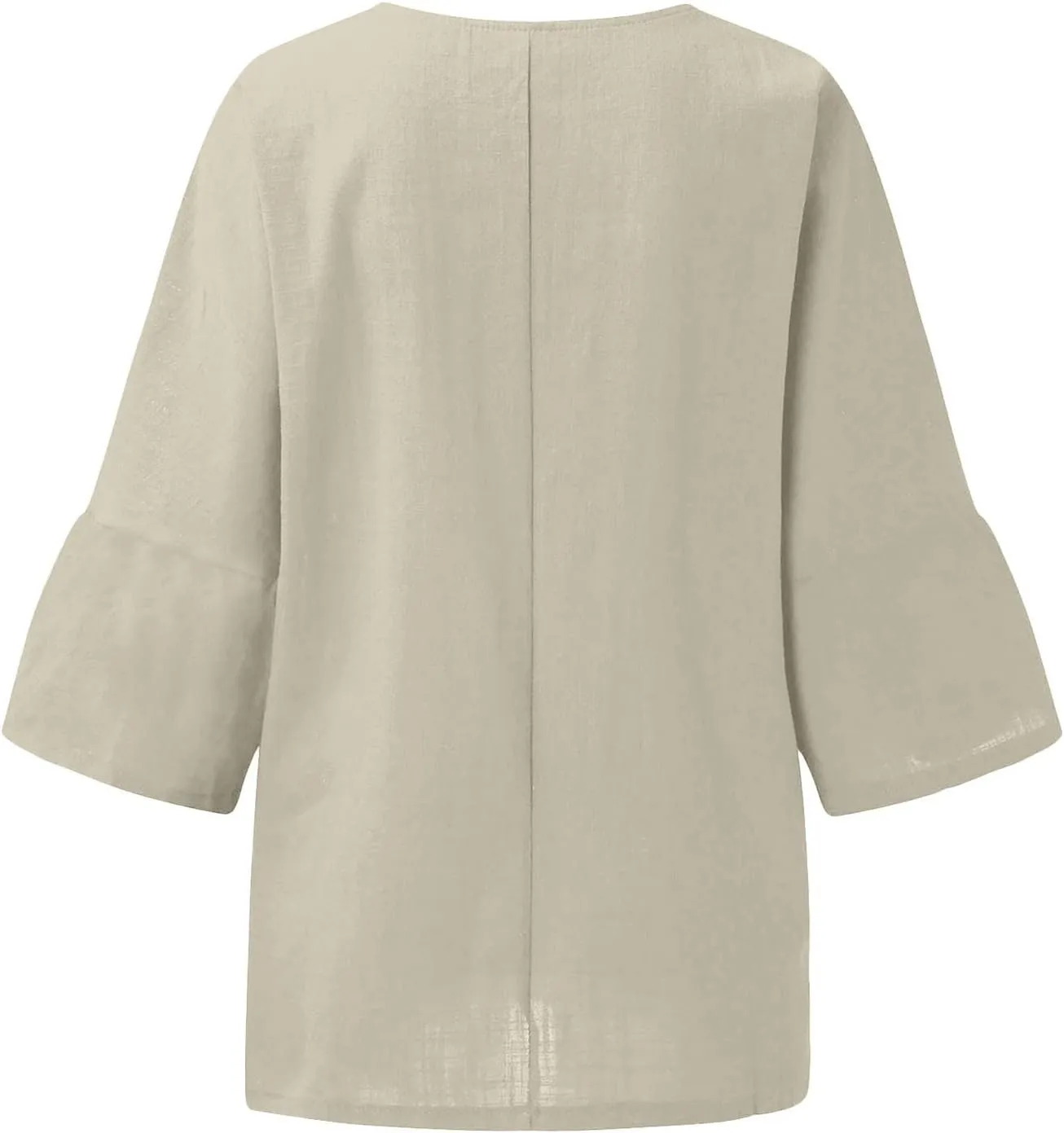 Summer Tops for Women Trendy Beach Plus Size 3/4 Sleeve Cotton Linen Shirts Blouse Crewneck Gauze Tops Casual Clothes