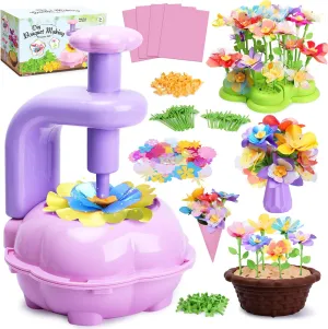 Sumsoltic DIY Fabric Flower Bouquet Kit – Fun Arts & Crafts for Kids, Girls Toys Ages 4-8, Perfect for 4 5 6 7 8 Year Old Girls Birthday Gift Ideal