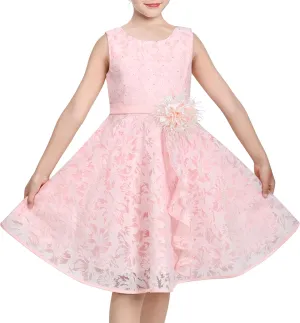 Sunny Fashion 3 Layers Girls Dress Sunflower Wave Pageant Bridesmaid Kids
