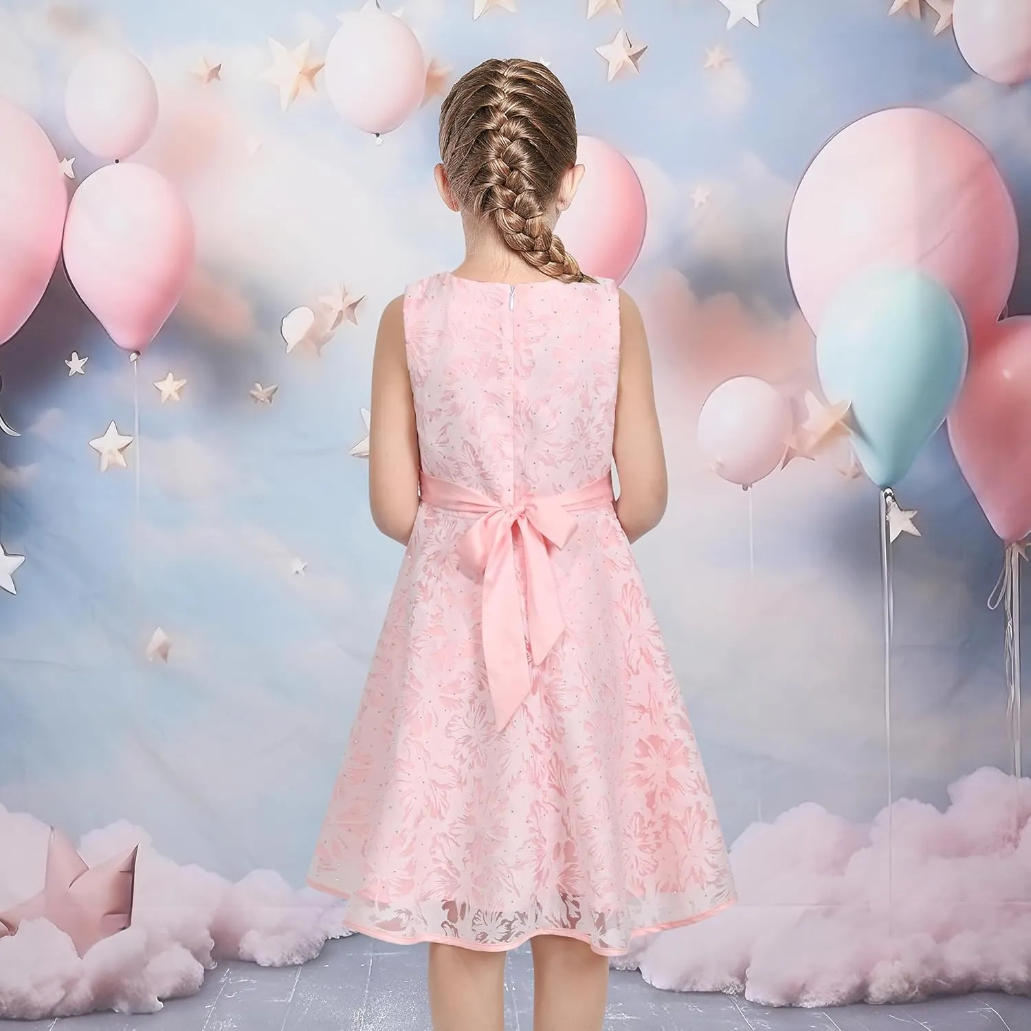 Sunny Fashion 3 Layers Girls Dress Sunflower Wave Pageant Bridesmaid Kids