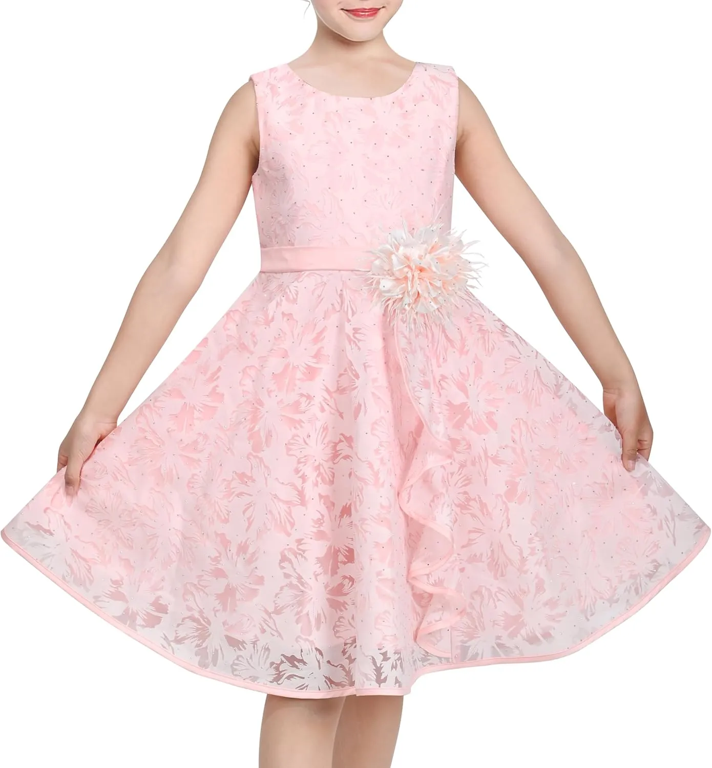 Sunny Fashion 3 Layers Girls Dress Sunflower Wave Pageant Bridesmaid Kids