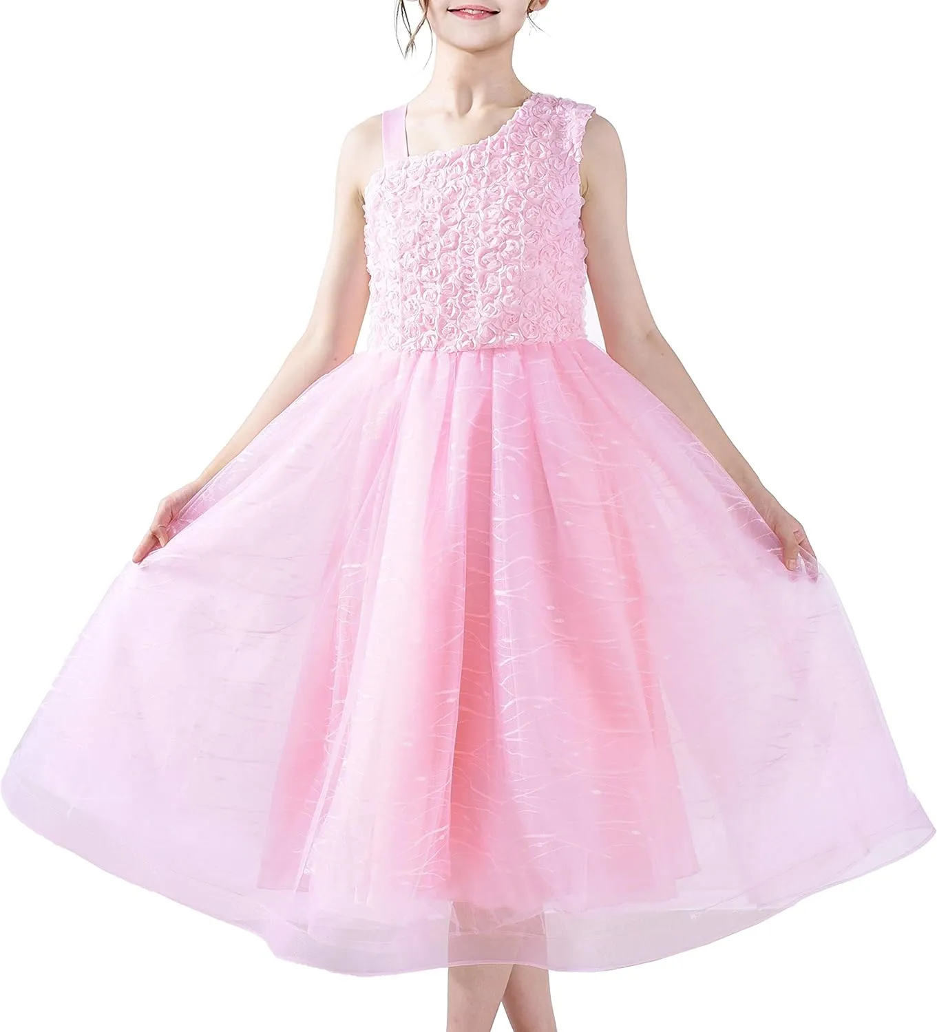Sunny Fashion Flower Girl Dress Ivory Sequin Bridesmaid Wedding Party Size 6-12