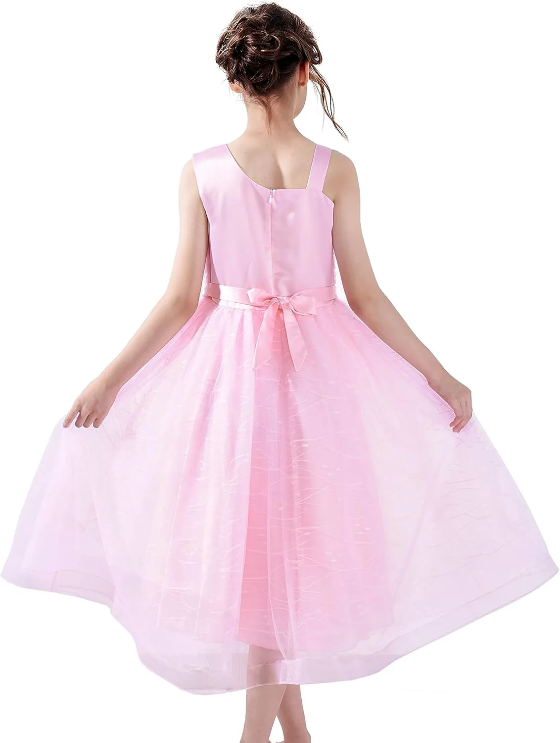 Sunny Fashion Flower Girl Dress Ivory Sequin Bridesmaid Wedding Party Size 6-12
