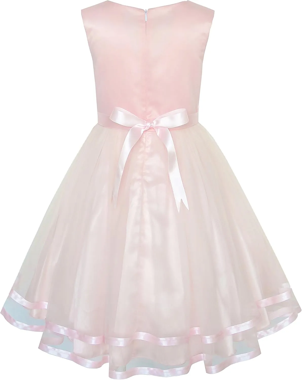 Sunny Fashion Flower Girls Dress Blue Belted Wedding Party Bridesmaid Size 4-12