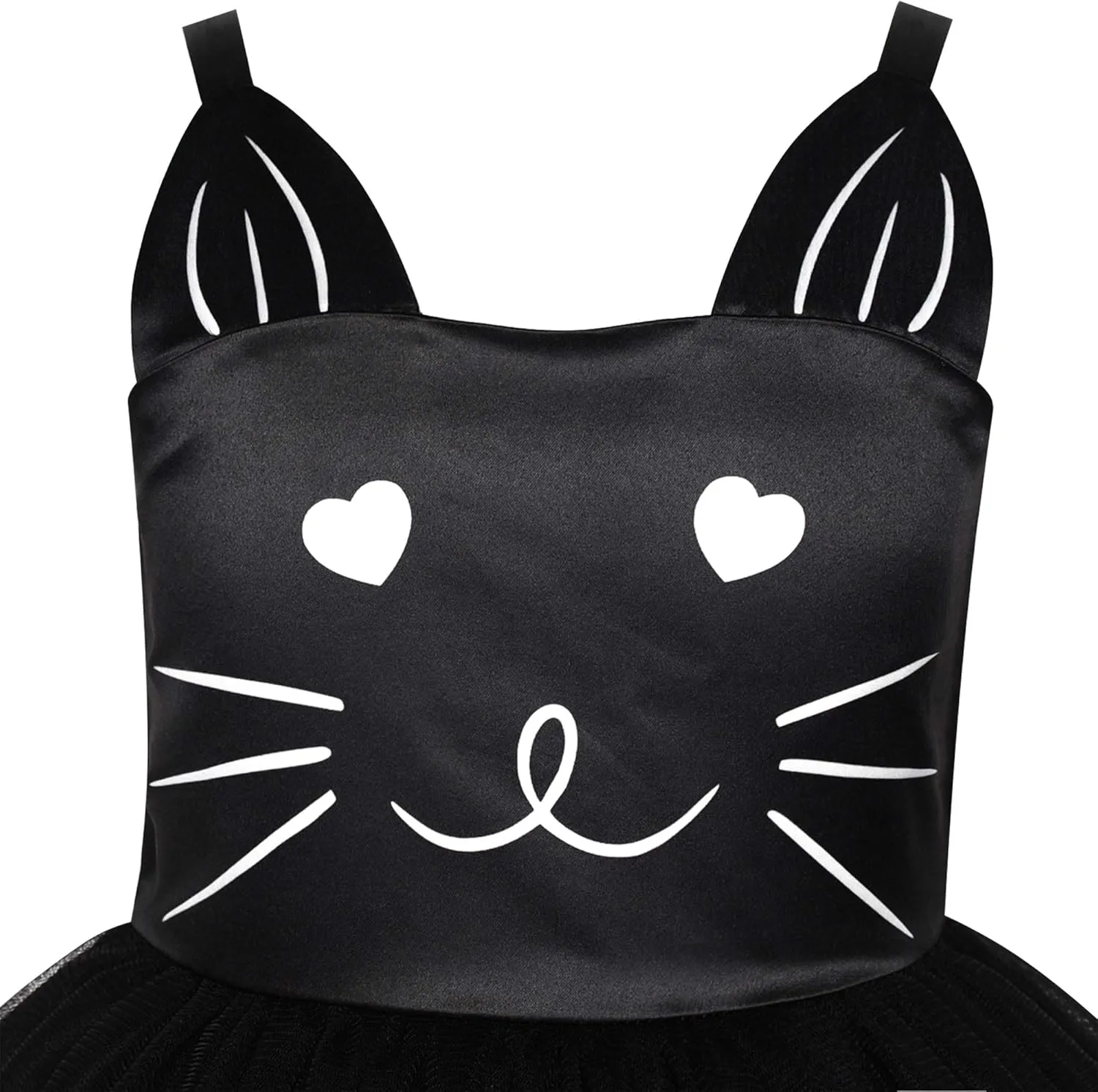 Sunny Fashion Girls Dress Cat Face Black Tower Ruffle Dancing Party Size 4-10
