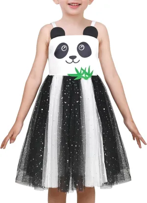 Sunny Fashion Girls Dress Cat Face Black Tower Ruffle Dancing Party Size 4-10