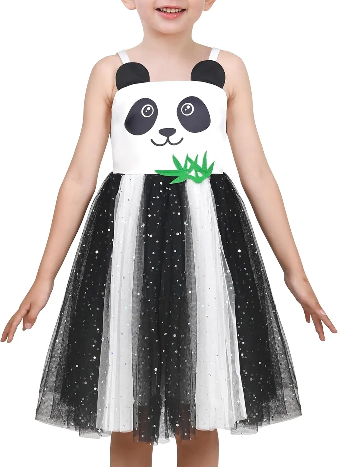 Sunny Fashion Girls Dress Cat Face Black Tower Ruffle Dancing Party Size 4-10