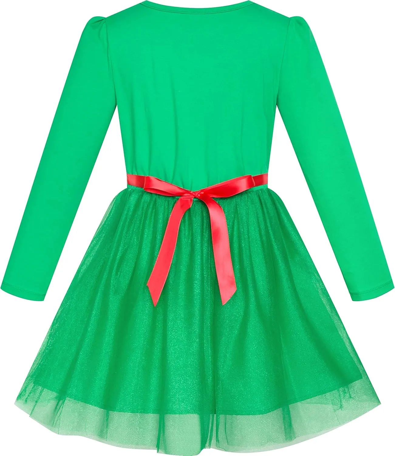 Sunny Fashion Girls Dress Christmas Santa Hat Long Sleeve Party Dress Size 6-12