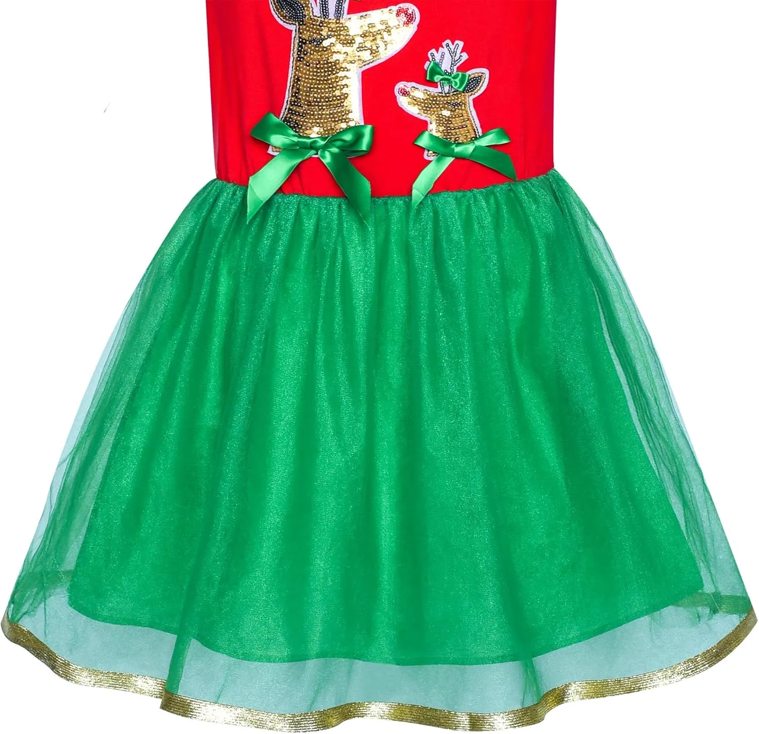 Sunny Fashion Girls Dress Christmas Santa Hat Long Sleeve Party Dress Size 6-12