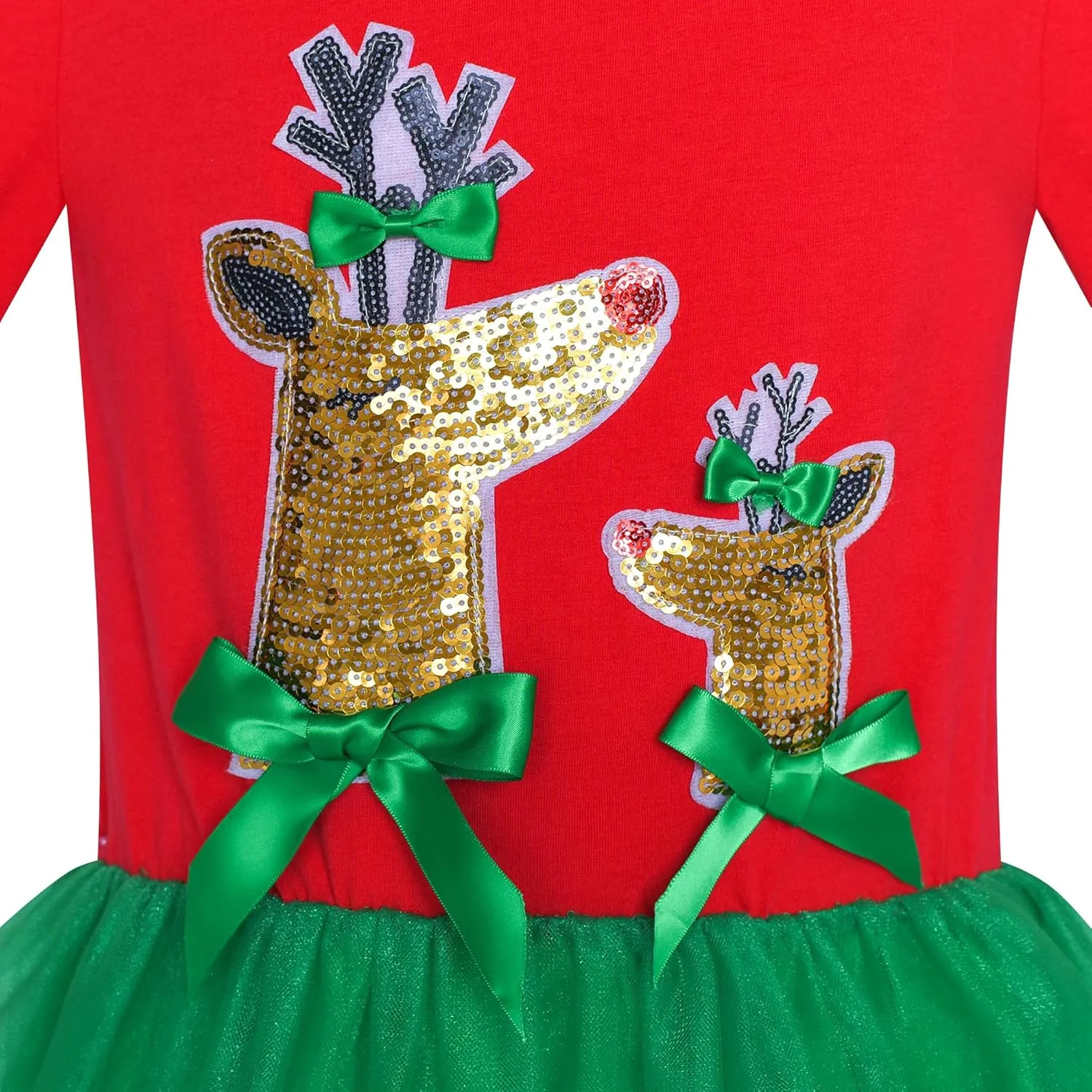 Sunny Fashion Girls Dress Christmas Santa Hat Long Sleeve Party Dress Size 6-12