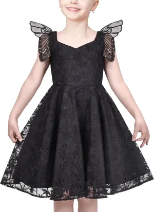 Sunny Fashion Girls Dress Floral Ruffle Tulle Skirt Flutter Flare Sleeve