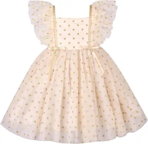 Sunny Fashion Girls Dress Floral Ruffle Tulle Skirt Flutter Flare Sleeve