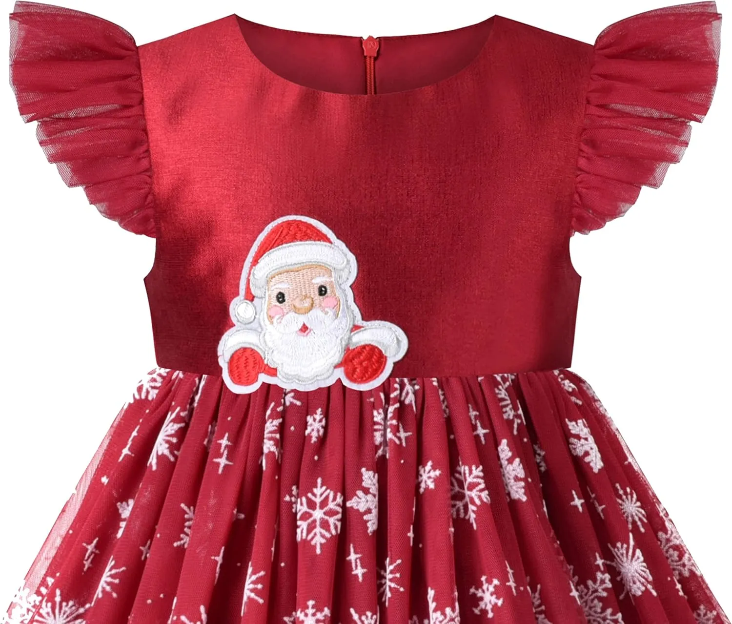 Sunny Fashion Girls Dress Floral Ruffle Tulle Skirt Flutter Flare Sleeve