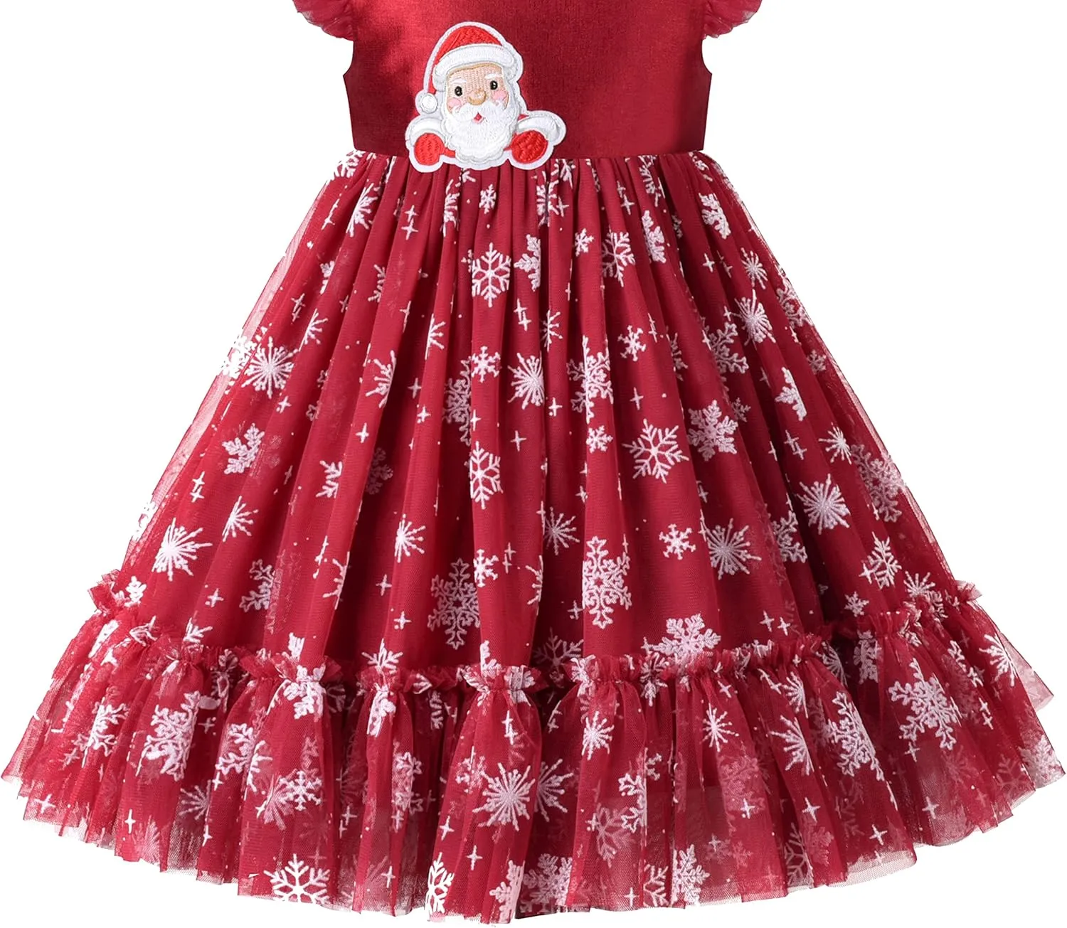 Sunny Fashion Girls Dress Floral Ruffle Tulle Skirt Flutter Flare Sleeve