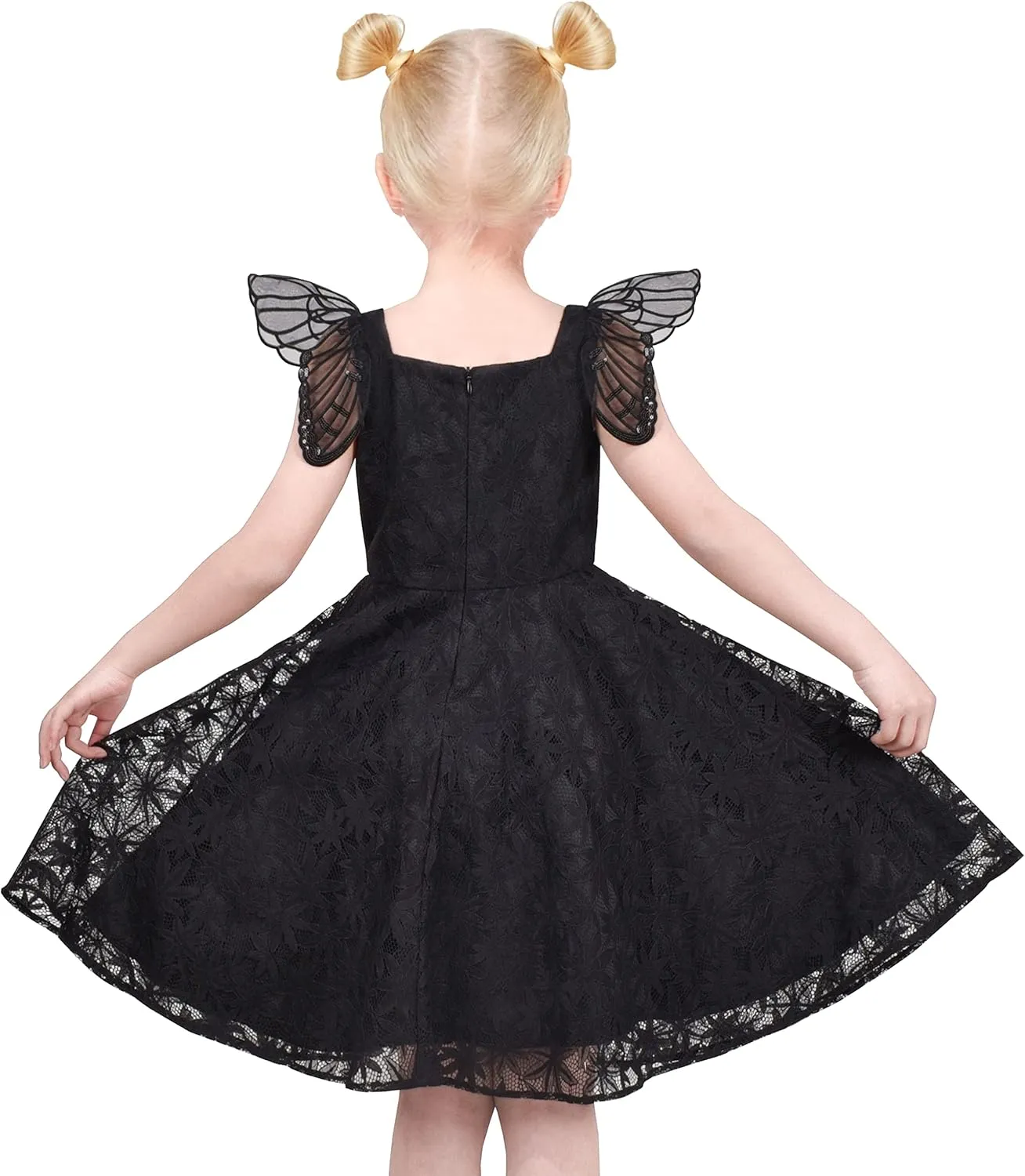 Sunny Fashion Girls Dress Floral Ruffle Tulle Skirt Flutter Flare Sleeve