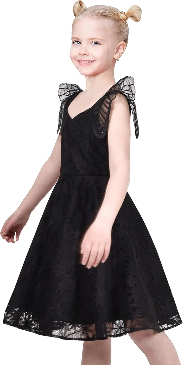 Sunny Fashion Girls Dress Floral Ruffle Tulle Skirt Flutter Flare Sleeve