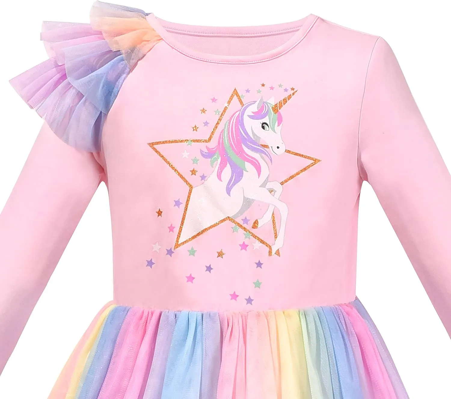 Sunny Fashion Girls Dress Long Sleeve Christmas Owl Sparkling Sequin Tulle
