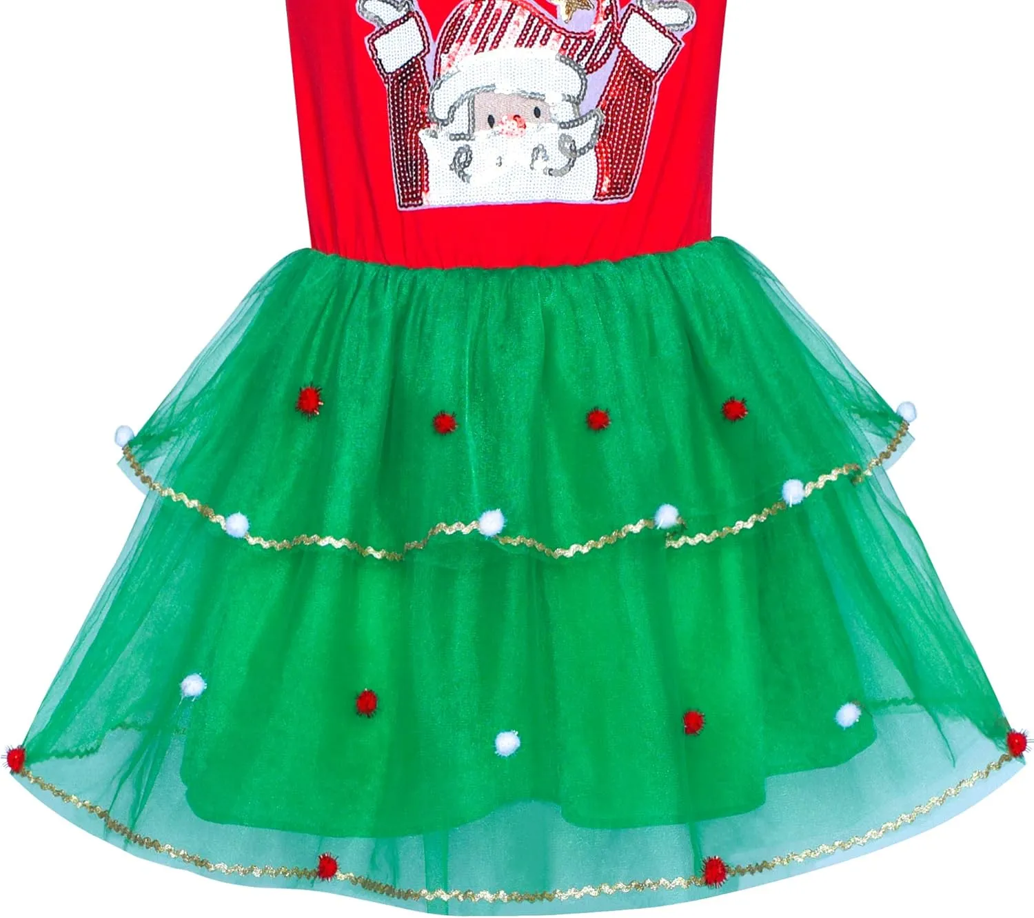 Sunny Fashion Girls Dress Long Sleeve Christmas Owl Sparkling Sequin Tulle